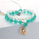 Bohemian Topazs Tourmalines 2 Circle Bracelet Woman Crystals Pendant Alloy Acces