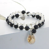 Bohemian Topazs Tourmalines 2 Circle Bracelet Woman Crystals Pendant Alloy Acces
