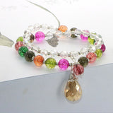 Bohemian Topazs Tourmalines 2 Circle Bracelet Woman Crystals Pendant Alloy Acces
