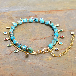Bohemian Stone Eye Chain Anklet Bracelet Summer Jewelry