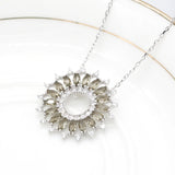 Bohemian Necklace Sterling Silver Green CZ Flower Pendant Chain