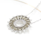 Bohemian Necklace Sterling Silver Green CZ Flower Pendant Chain