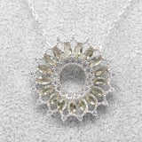 Bohemian Necklace Sterling Silver Green CZ Flower Pendant Chain