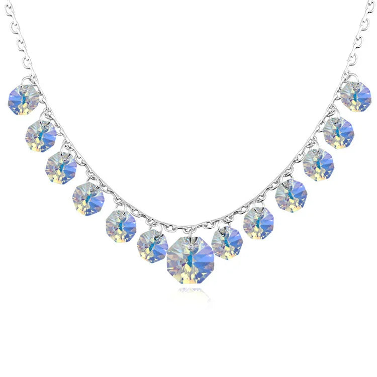 Bohemian Tassel Crystal Silver Necklace for Women