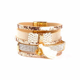 Bohemian Layered Zircon Leather Bracelet for Party
