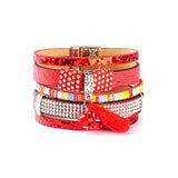 Bohemian Layered Zircon Leather Bracelet for Party
