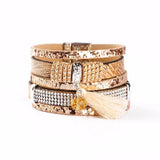 Bohemian Layered Zircon Leather Bracelet for Party