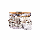 Bohemian Layered Zircon Leather Bracelet for Party
