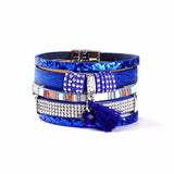 Bohemian Layered Zircon Leather Bracelet for Party