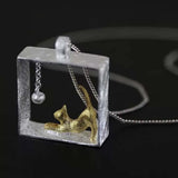 Boho Silver Cat Necklace Long Charm Collar Jewelry
