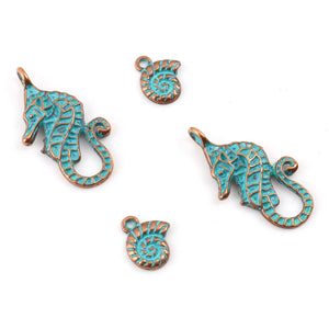 Bohemian Ocean Metal Charms Conch Seahorse Pendants DIY Jewelry