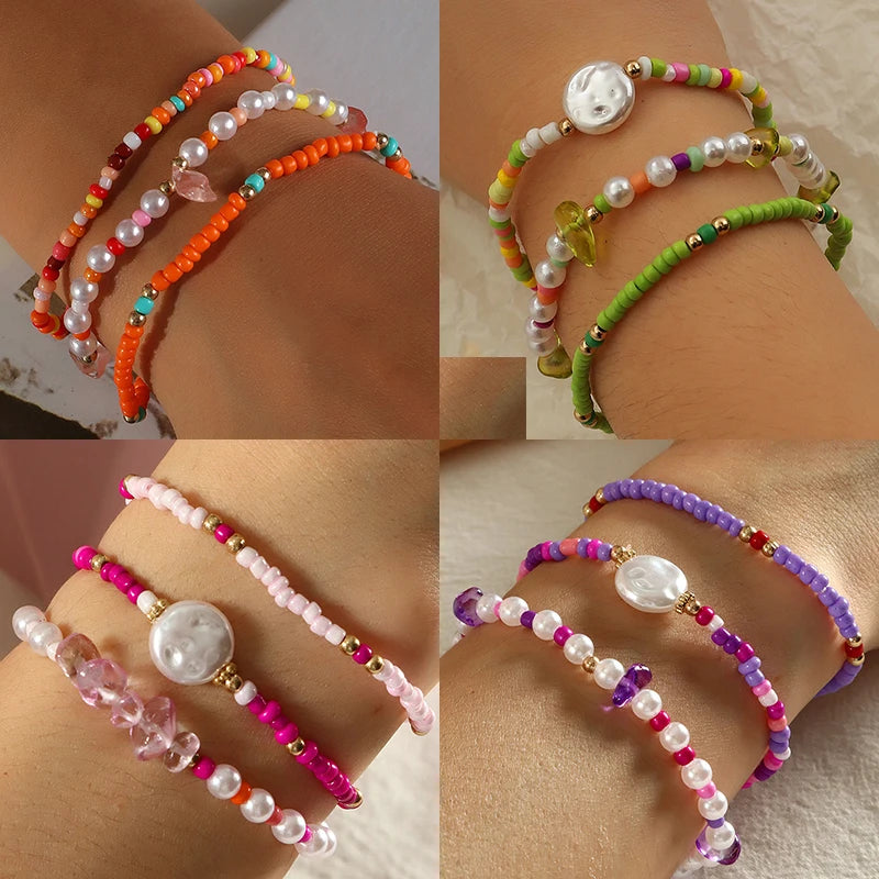 Bohemian Pastoral Seed Beaded Bracelet for Women
