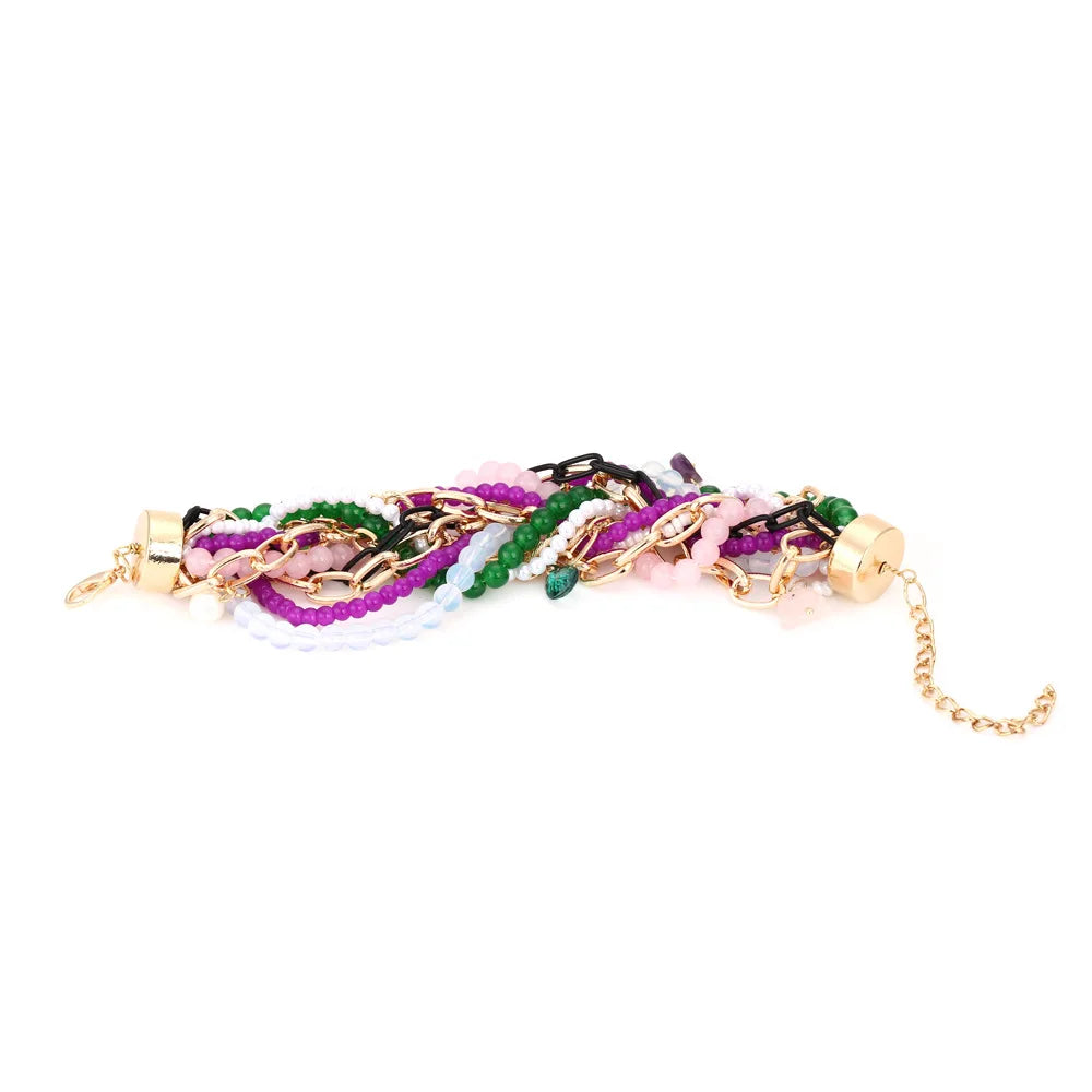 Bohemian Pearl Glazing Bead Bracelet Necklace Set