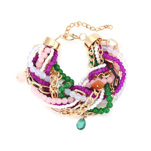 Bohemian Pearl Glazing Bead Bracelet Necklace Set