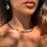 Bohemian Green Stone Pearl Necklace Choker CN012