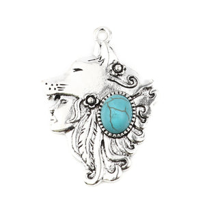 Bohemian Wolf Antique Silver Metal Pendants DIY Necklace 43mm x 31mm