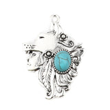 Bohemian Wolf Antique Silver Metal Pendants DIY Necklace 43mm x 31mm