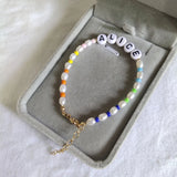 Bohemian Oval Pearl Name Bracelet Personalized for Women
