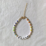 Bohemian Oval Pearl Name Bracelet Personalized for Women