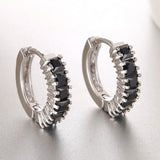 Boho Punk Men Hoop Earrings Ethnic CZ Green Stone Earings