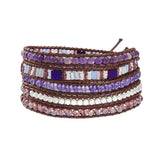 Bohemian Purple Gemstone Crystal Japan Seed Bead 5 Wrap Bracelet