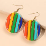 Bohemian Rainbow Chain Necklace Earrings Set Multicolor Beaded Women's Jewelry