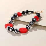 Bohemian Rainbow Chain Necklace Earrings Set Multicolor Beaded Women's Jewelry