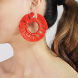 Bohemian Red Beaded Earrings Statement Drop Dangle Big Jewelry