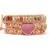 Bohemian Red Heart Wrap Leather Bracelets Stone Chain Jewelry