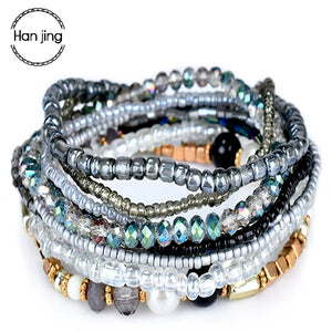 Bohemian Red Crystal Beads Bracelet Set for Women
