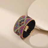 Bohemian Retro Turquoise Rhinestone Bracelet Cuff Jewelry
