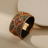 Bohemian Retro Turquoise Rhinestone Bracelet Cuff Jewelry