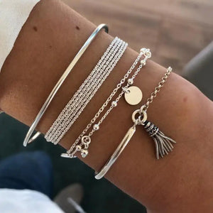 Boho Retro Chain Beaded Bracelet Set for Women Men