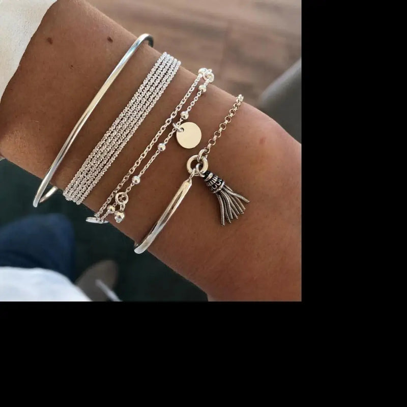 Boho Retro Chain Beaded Bracelet Set for Women Men