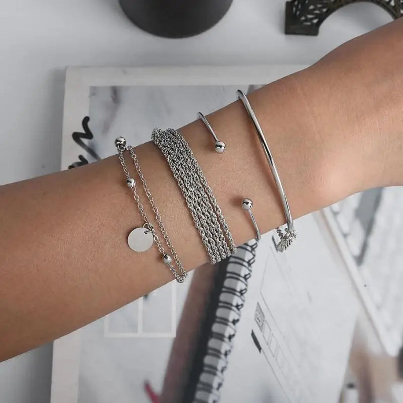Boho Retro Chain Beaded Bracelet Set for Women Men