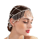 Bohemian Rhinestone Tassel Headband Cap Hair Jewelry