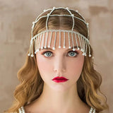 Bohemian Rhinestone Tassel Headband Cap Hair Jewelry