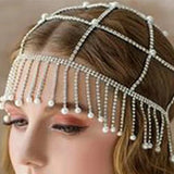 Bohemian Rhinestone Tassel Headband Cap Hair Jewelry
