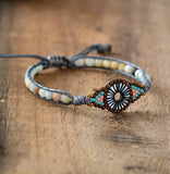 Bohemian Seed Beads Bracelet Women Frosted Amazonite Beaded Woven Wrap Bracelet