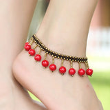 Bohemian Semi-precious Stone Anklet Hand-woven Bell Foot Chains