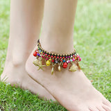 Bohemian Semi-precious Stone Anklet Hand-woven Bell Foot Chains
