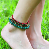Bohemian Semi-precious Stone Anklet Hand-woven Bell Foot Chains