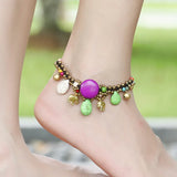 Bohemian Semi-precious Stone Anklet Hand-woven Bell Foot Chains