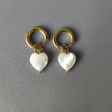 Shell Heart Earrings Stainless Steel Hoops Women's Jewelry