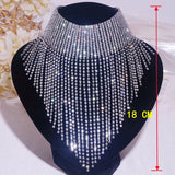 Boho Rhinestone Choker Necklace with Tassel
