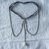 Bohemian Rhinestones Leg Chain Pearl Pendants Thigh Harness