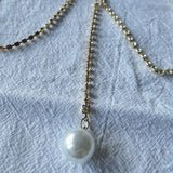 Bohemian Rhinestones Leg Chain Pearl Pendants Thigh Harness