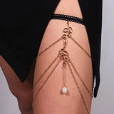 Bohemian Rhinestones Leg Chain with Tassel Pendants