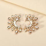 Bohemian Pearl Circle Hoop Earrings Multicolor Crystal Brincos