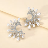 Bohemian Pearl Circle Hoop Earrings Multicolor Crystal Brincos